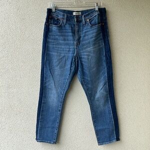 Madewell The High Rise Slim Boyjean Blue - Tuxedo Stripe